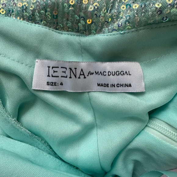 NWT Ieena for Mac Duggal 26990 Blue Sequined One Shoulder Draped Back Gown Sz 4 - Picture 9 of 11